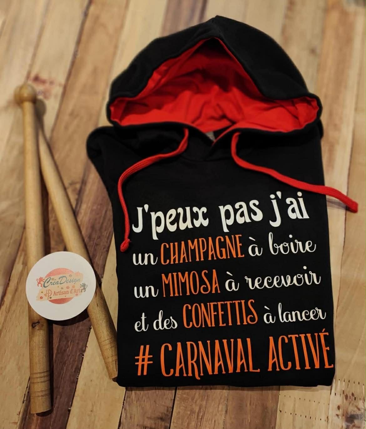 Pull capuche contrastée J’peux pas …
