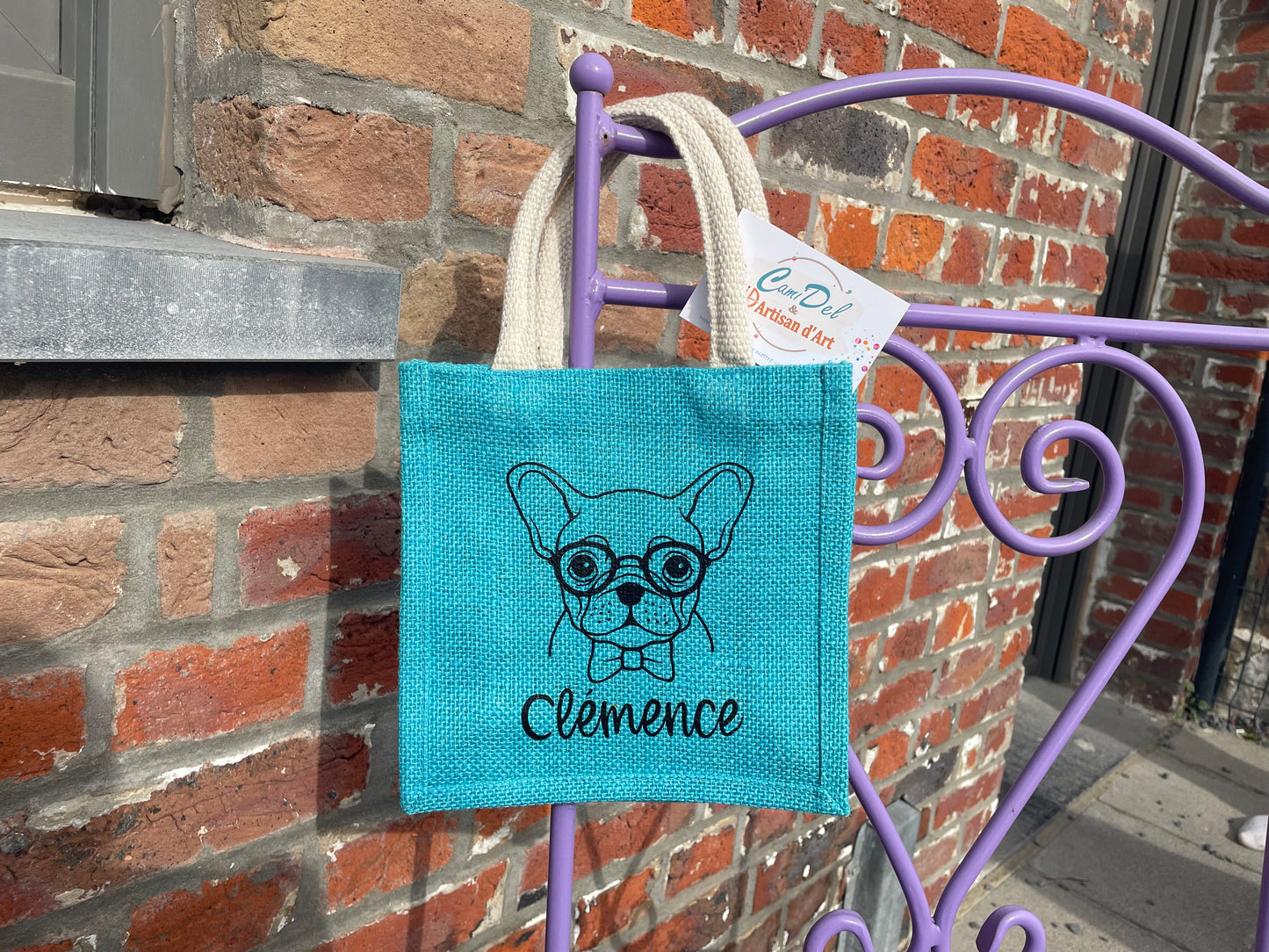 Sac style cabas en toile de jute colorés