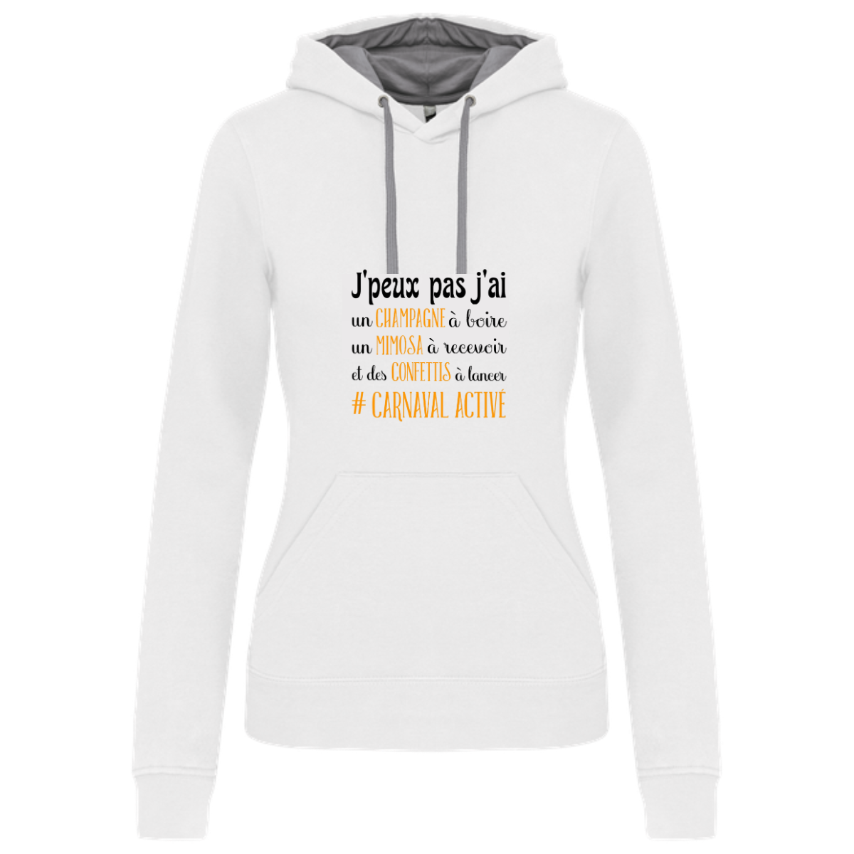 Sweat dame capuche contrastée carnaval