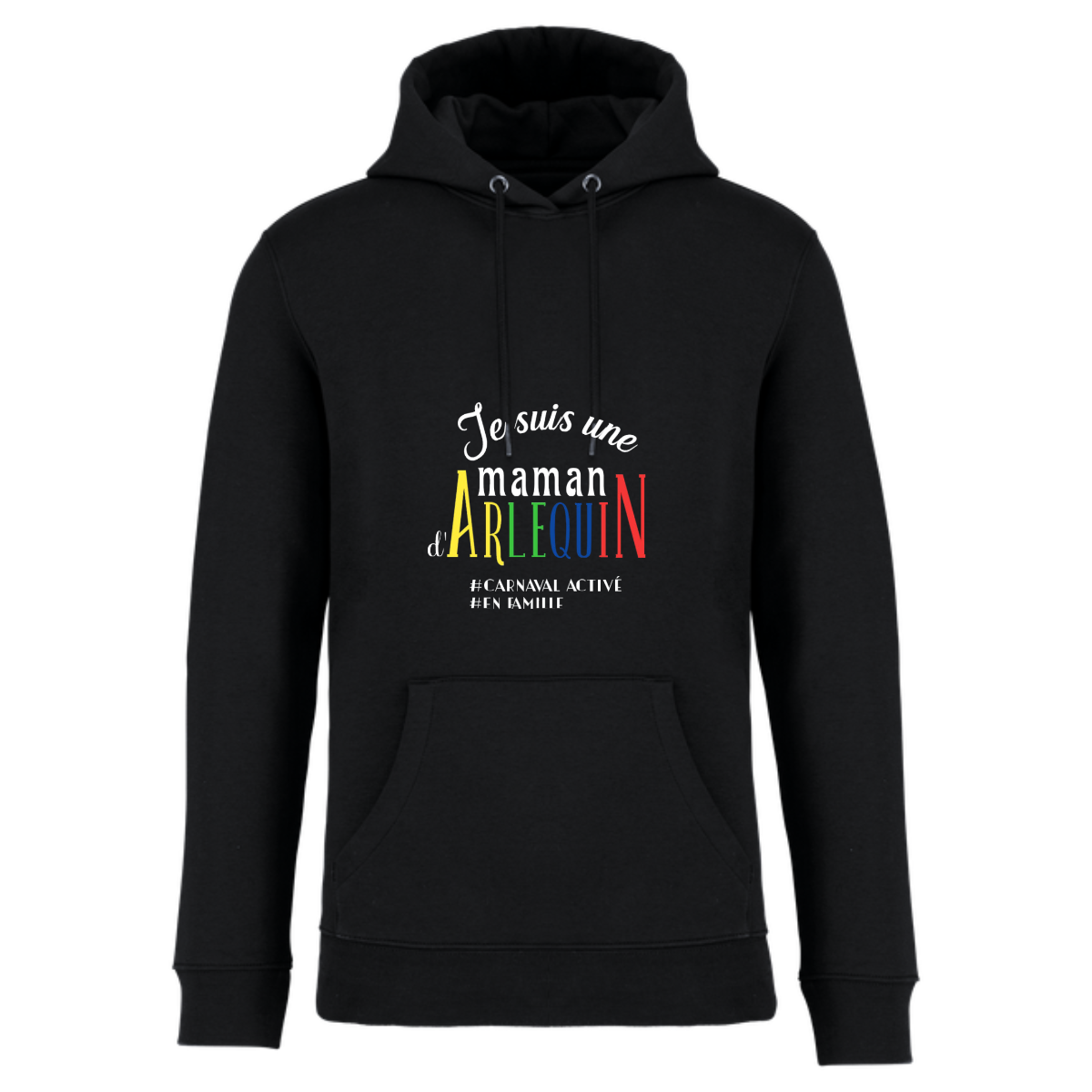 Sweat capuche colorée rouge femme arlequin