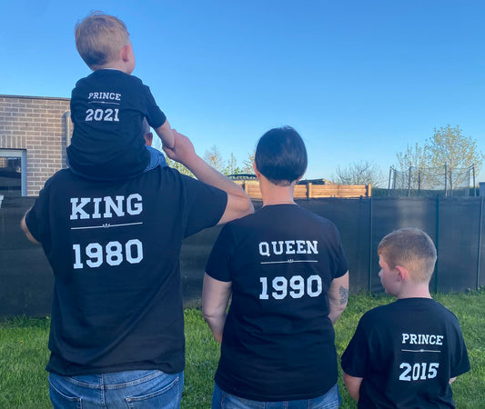 Tee-shirt courte manche numéro king/queen/prince
