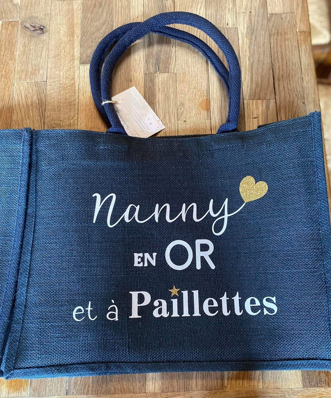 Sac en jute "......en or et à paillettes"