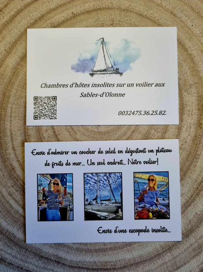 Cartes de visite, 8,5 x 5,5 cm, impression recto/verso