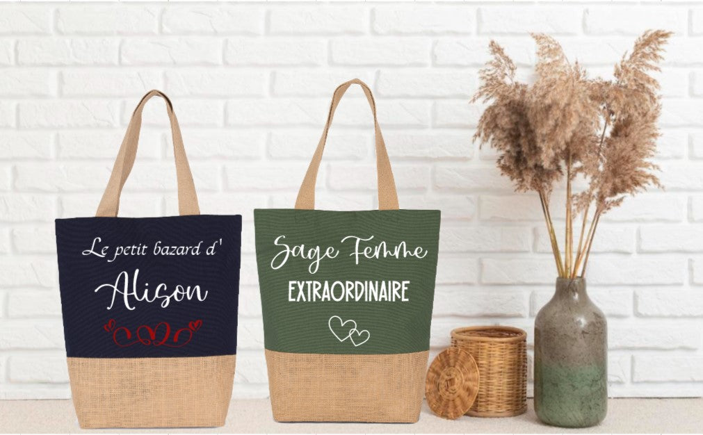 Sac en coton et fils de jute contrecollé personnalisé